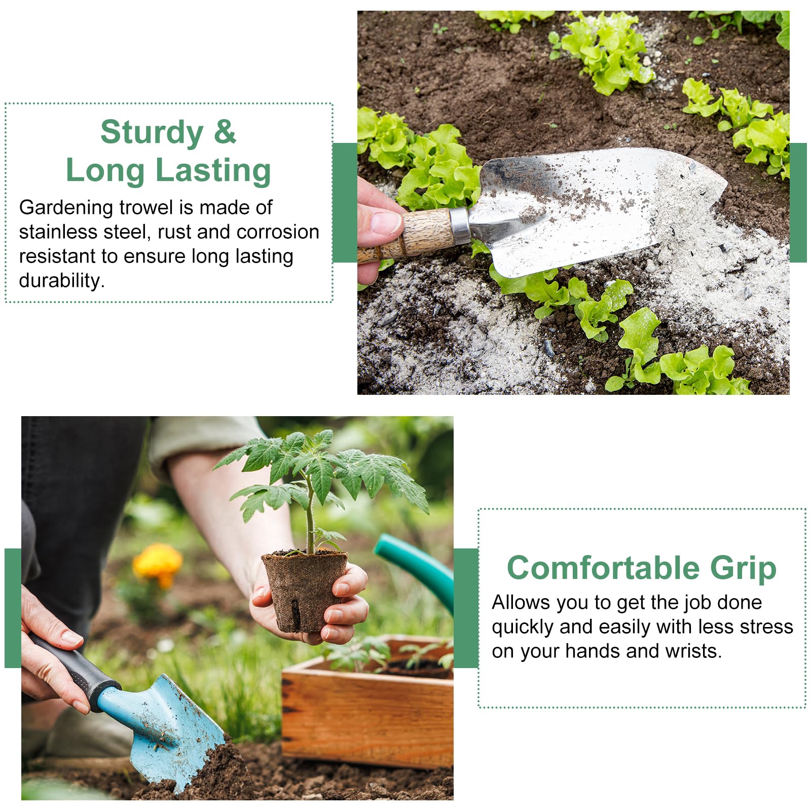 Indoor and outdoor gardening with easy storage using HARFINGTON shovel.