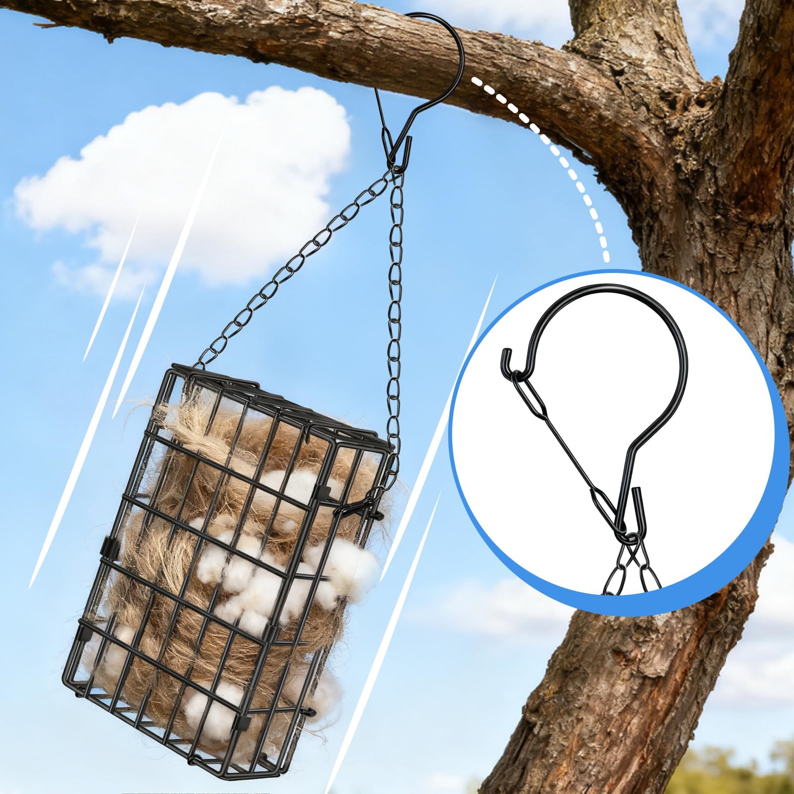 Harhana nest material holder large capacity—accommodates materials for five bird families.