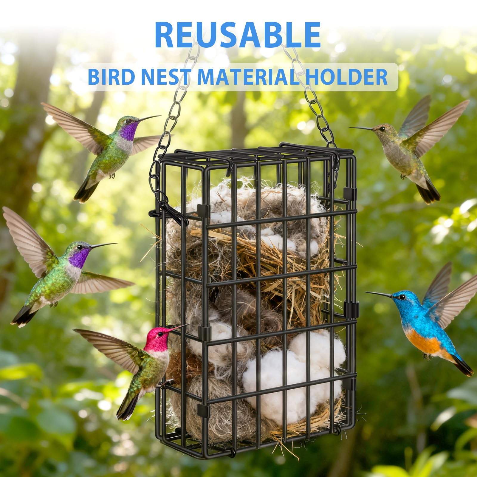 Harhana nest material holder top open—refill in seconds, no tools needed.