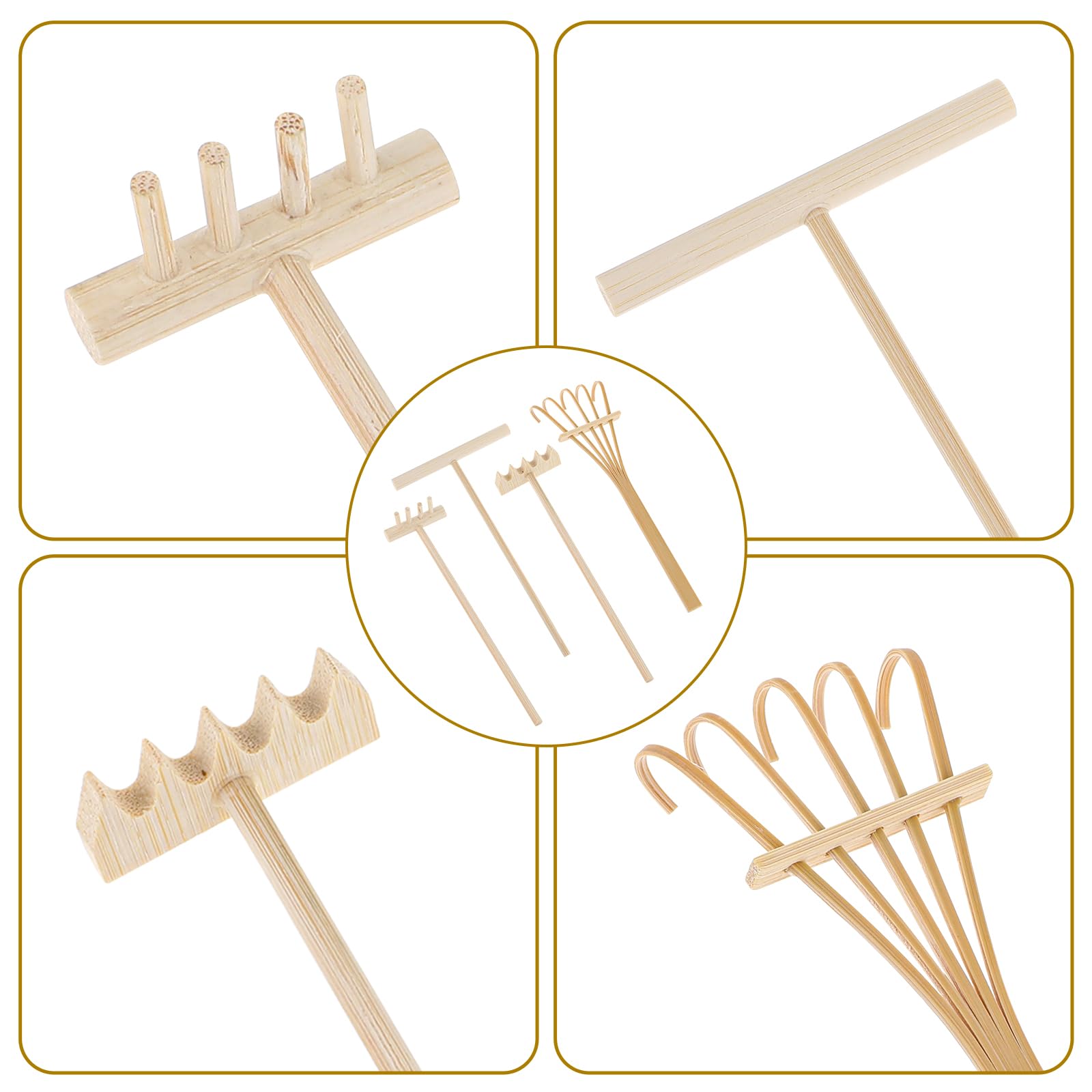 Hariendny wooden zen garden rake set displayed on a desktop scene