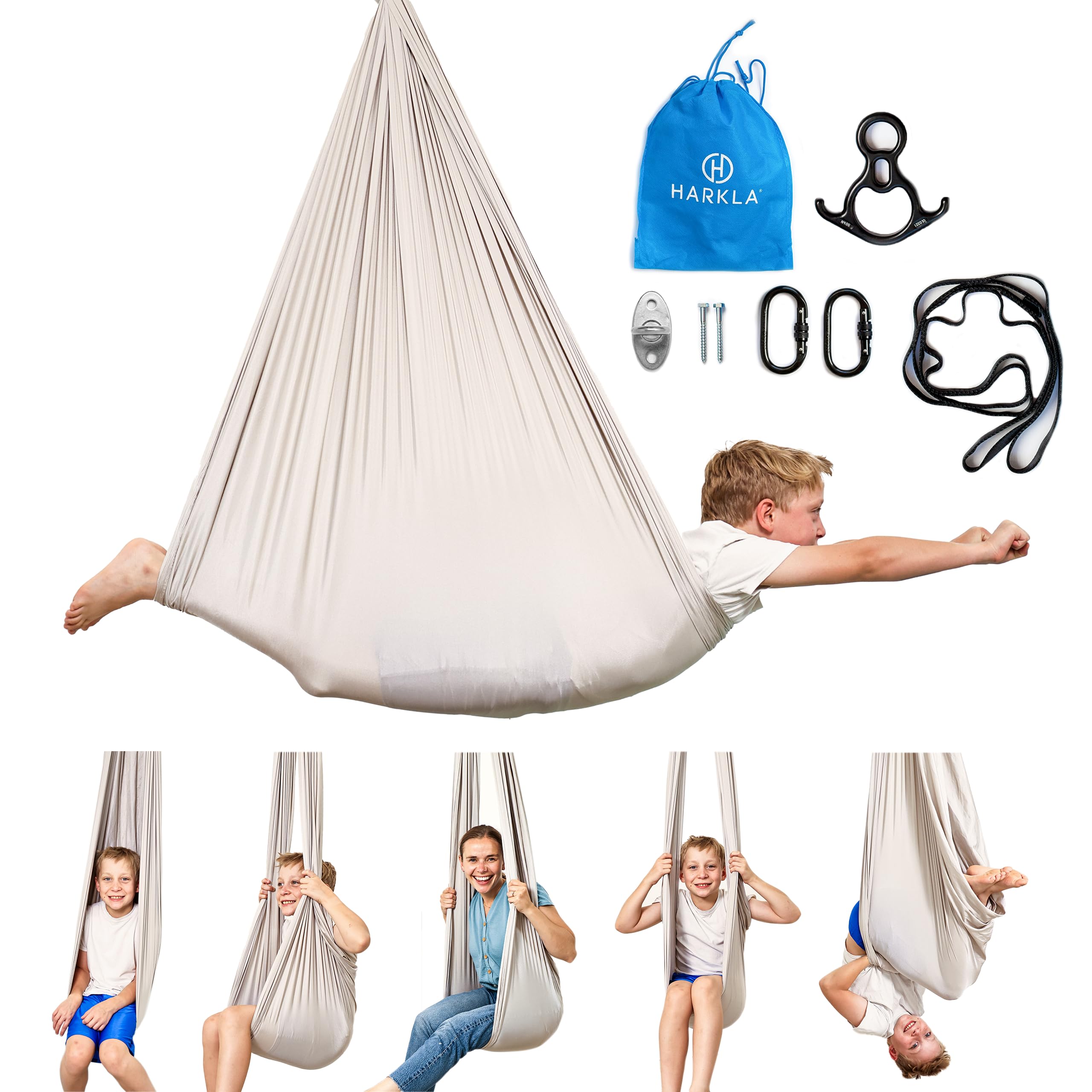 Harkla sensory swing 300lb capacity for safe indoor and outdoor use