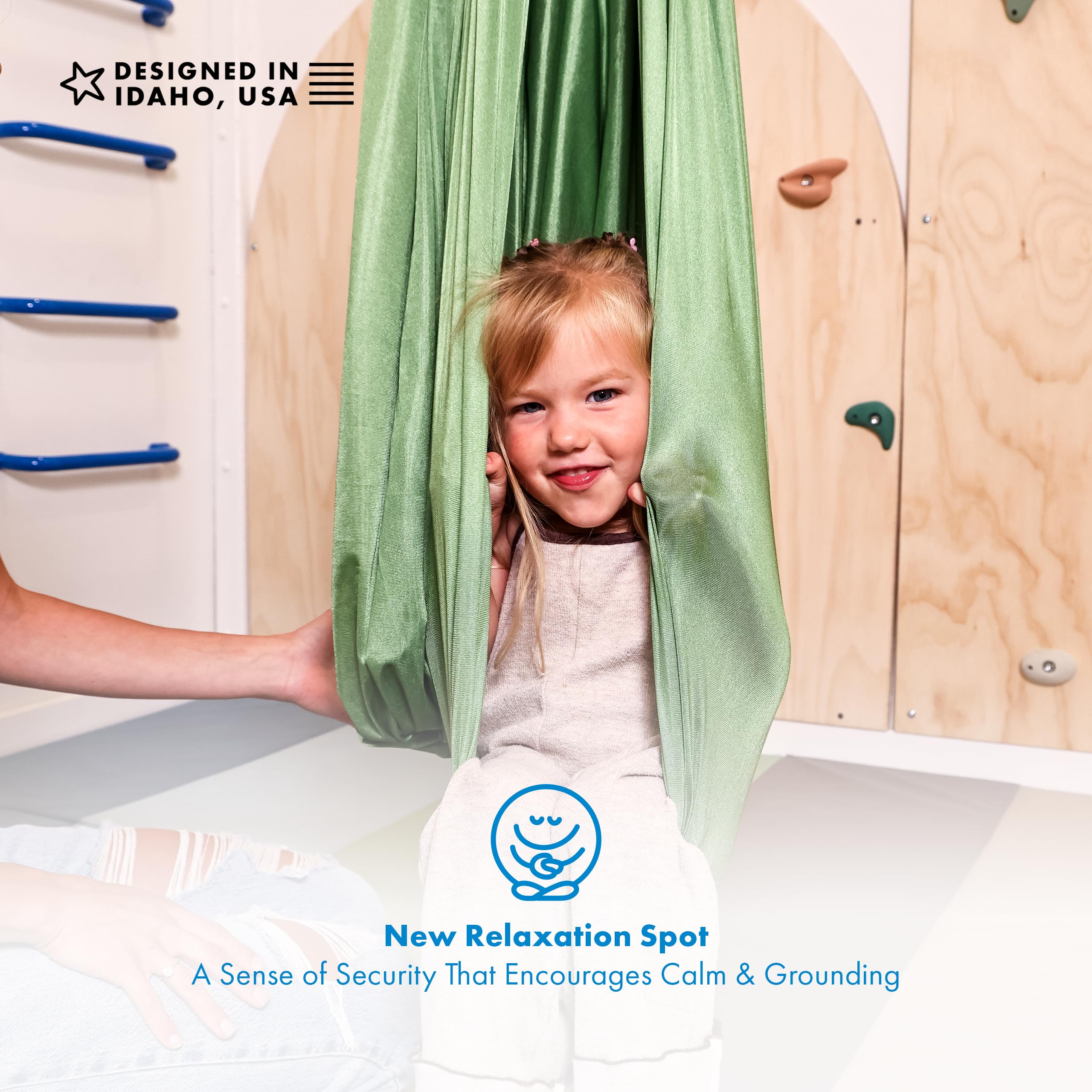 Harkla Green Sensory Swing offers a cozy, engaging retreat for focus and relaxation.