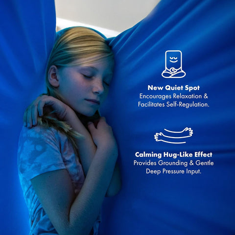 Harkla sensory swing blue indoors-outdoors use illustration of versatile mounting