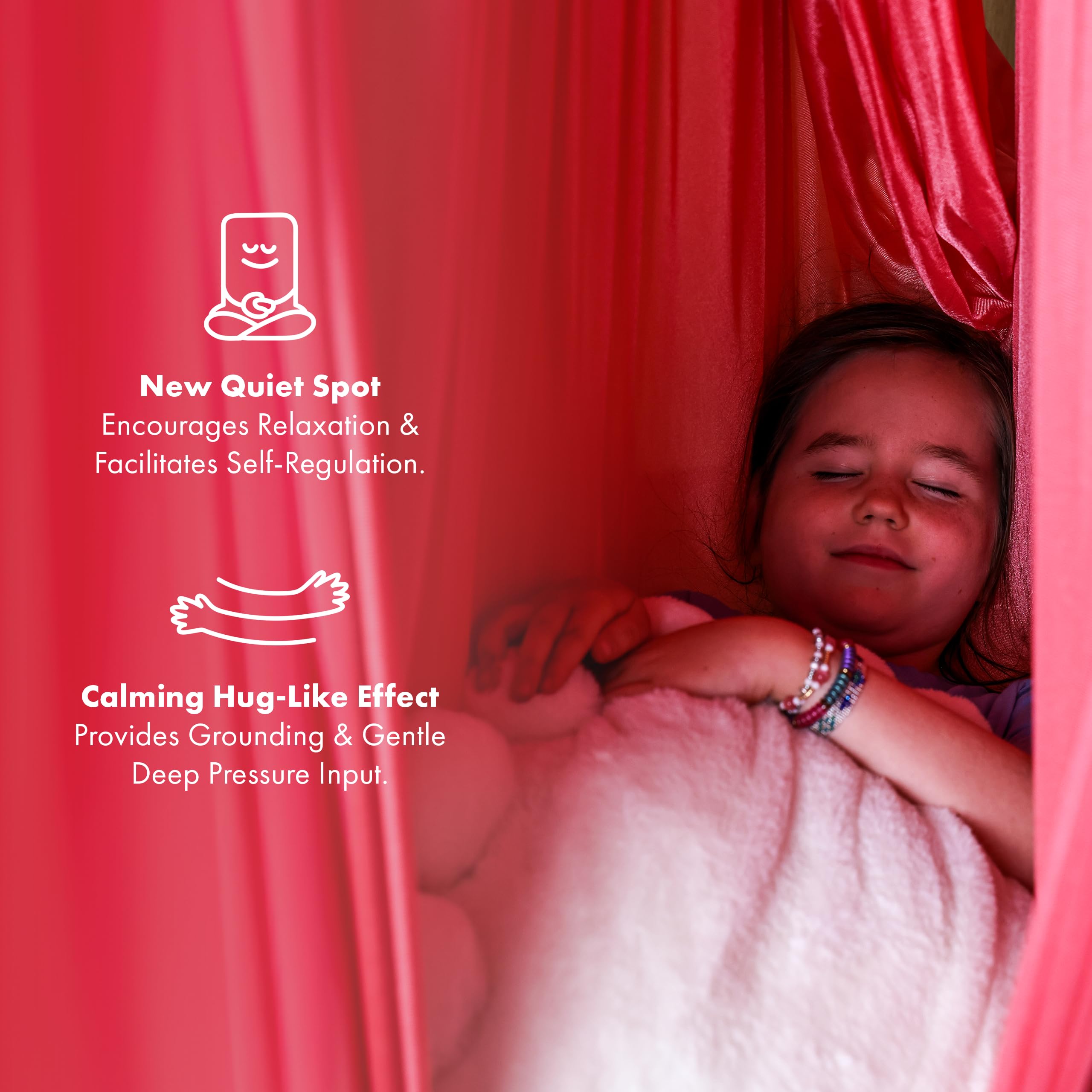 Harkla Sensory Swing pink indoor outdoor setup demonstrates versatile use.