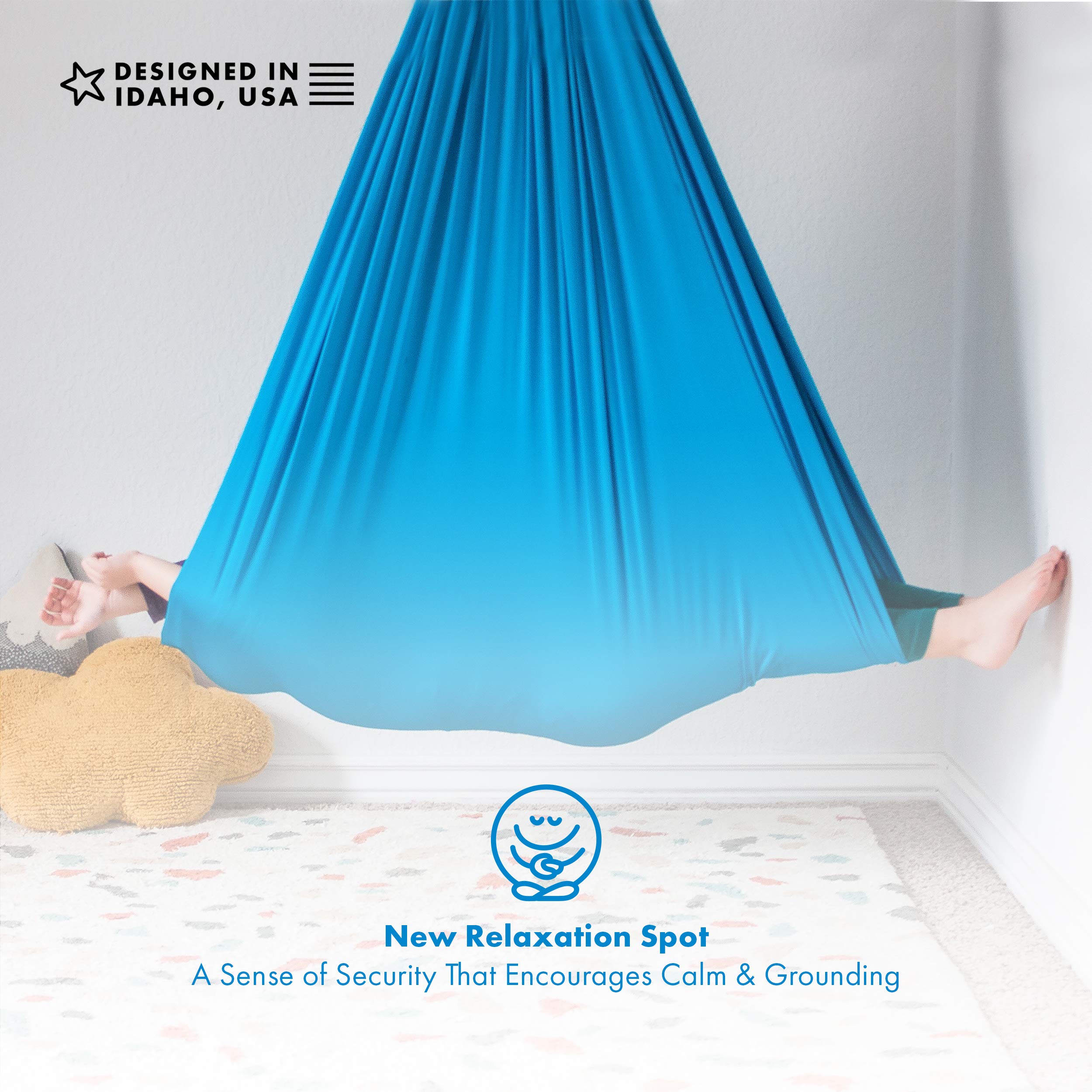Harkla sensory swing blue secure attachment system for safe mounting