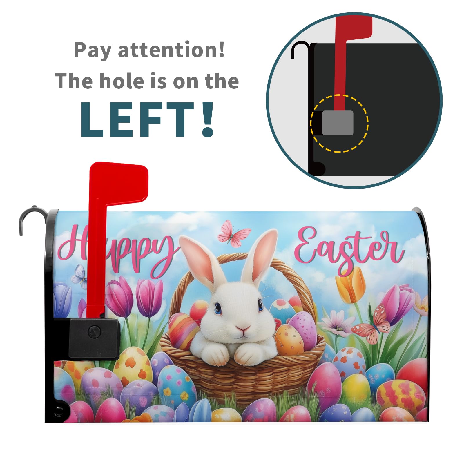 Harooni Easter mailbox cover 25x21 with festive eggs and flowers for outdoor decor