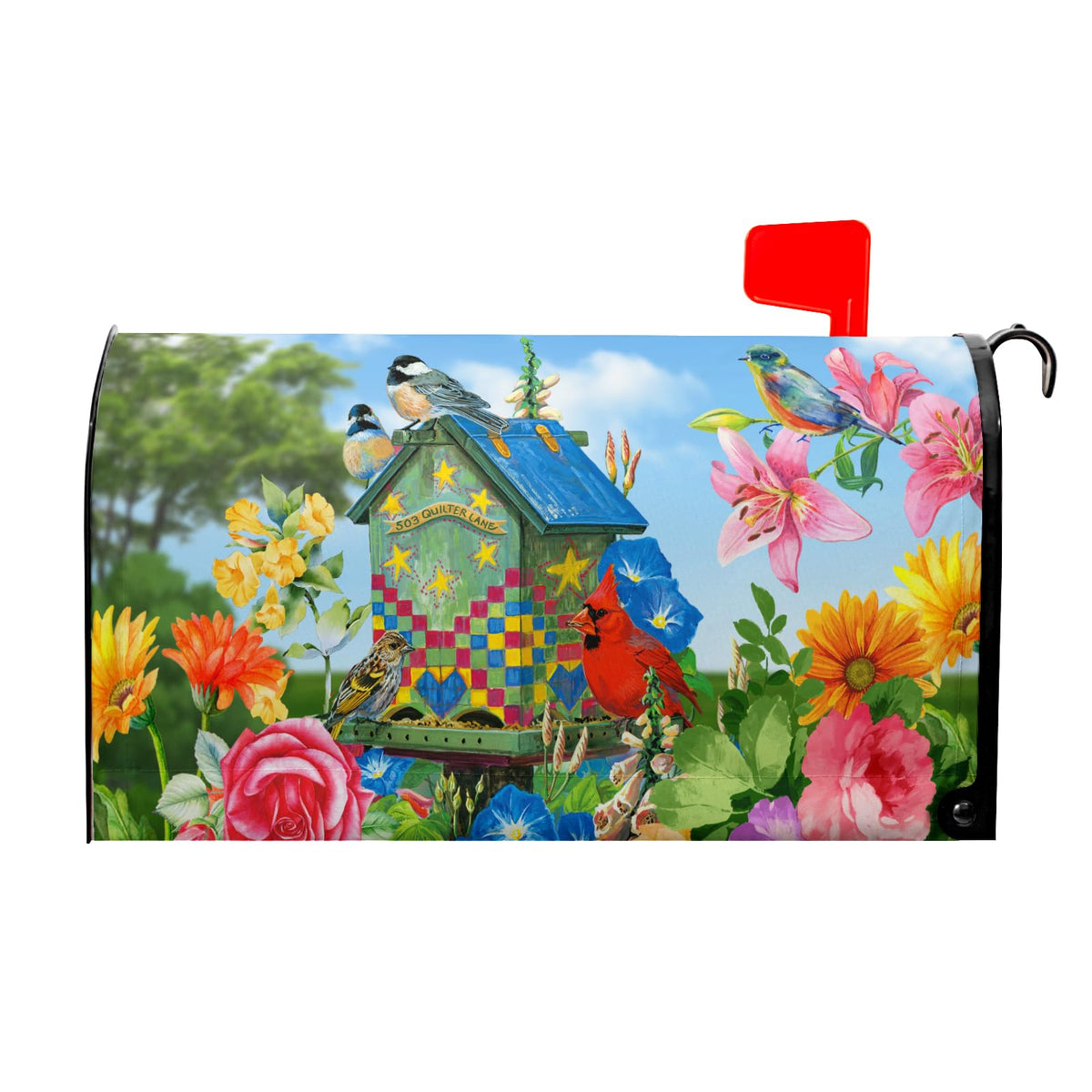 Harooni spring flowers birds mailbox cover 21x18 boosts curb appeal with vibrant print.