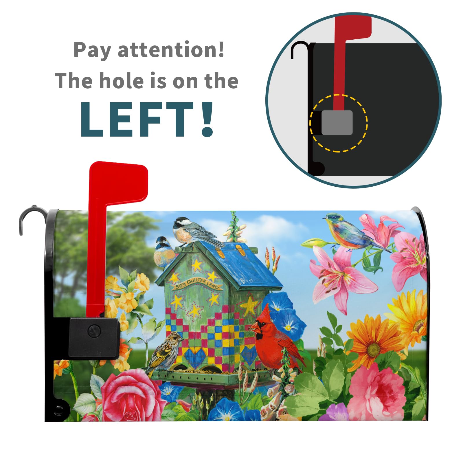 Harooni spring flowers birds mailbox cover 25x21 enhances outdoor durability against weather.
