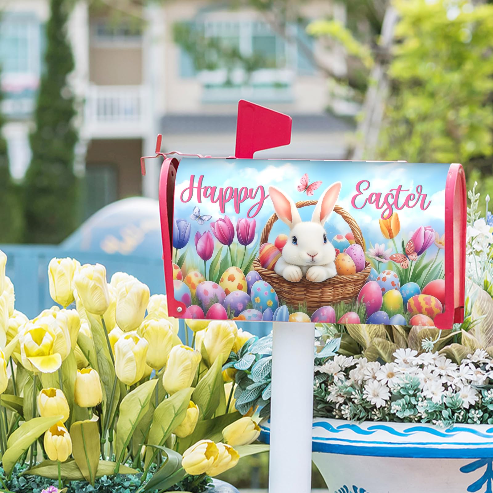 Harooni Easter themed mailbox cover easy to swap across seasons