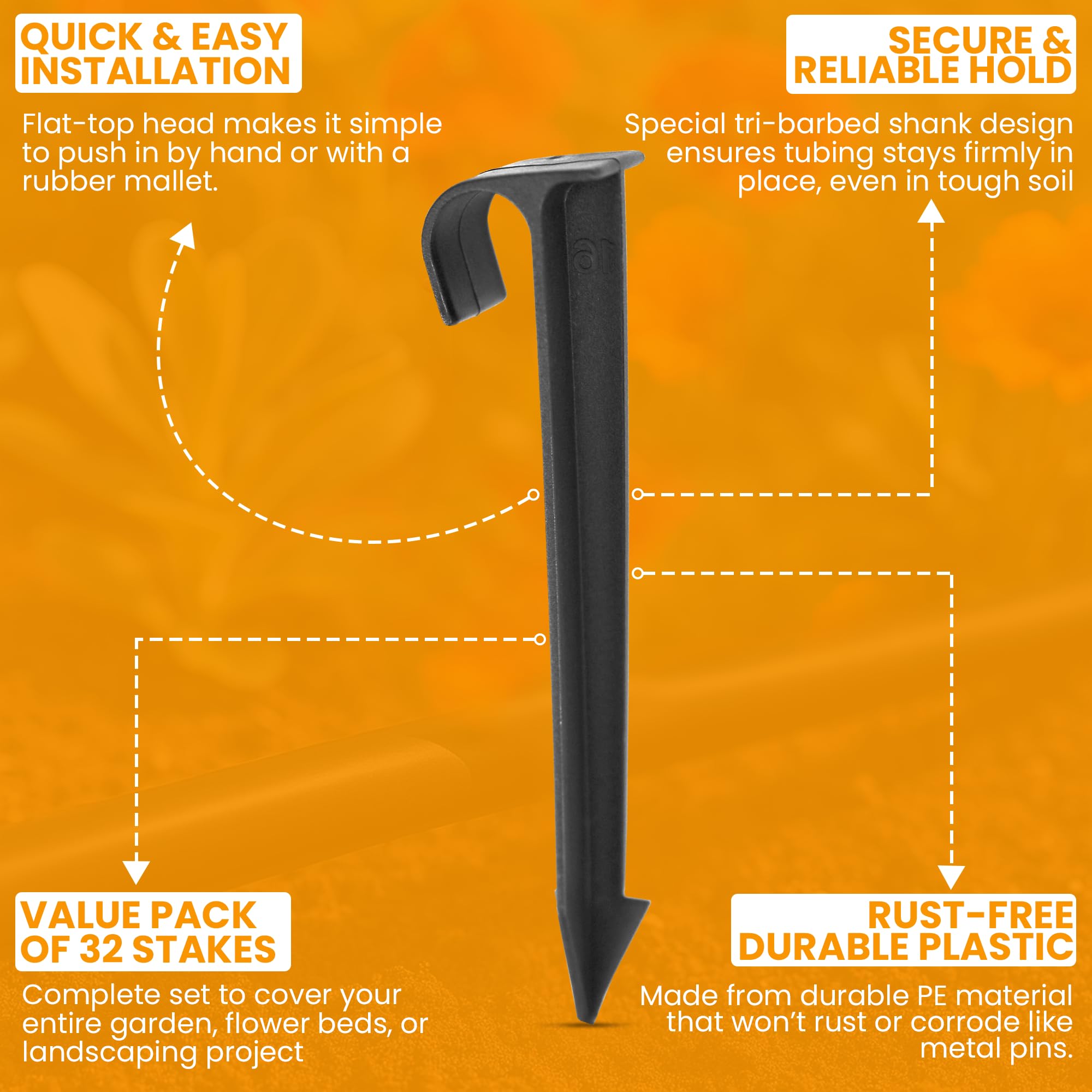 Harrier Hardware flat-topped installation head makes driving stakes quick and clean.