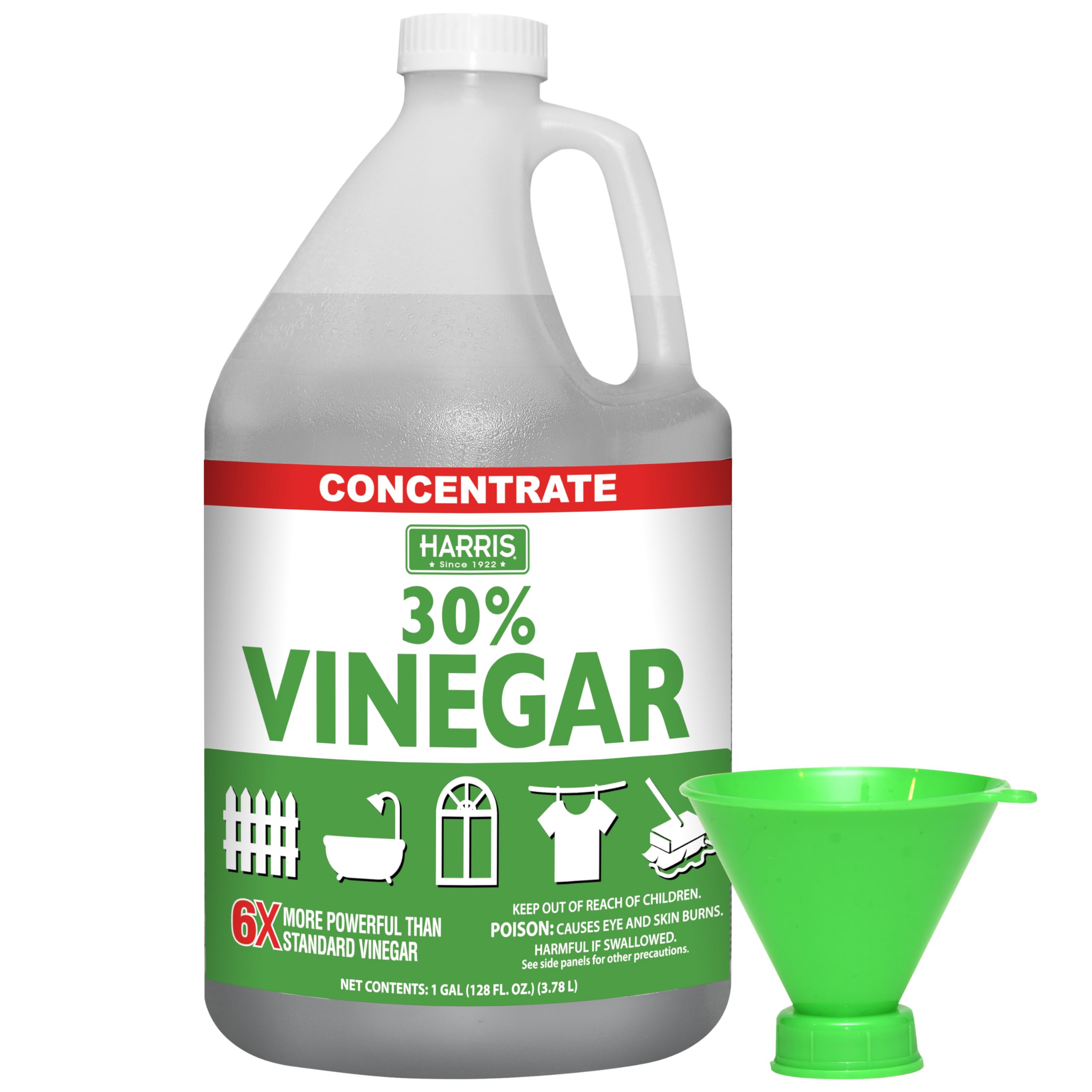Harris 30% vinegar concentrate bottle for powerful cleaning and degreasing.