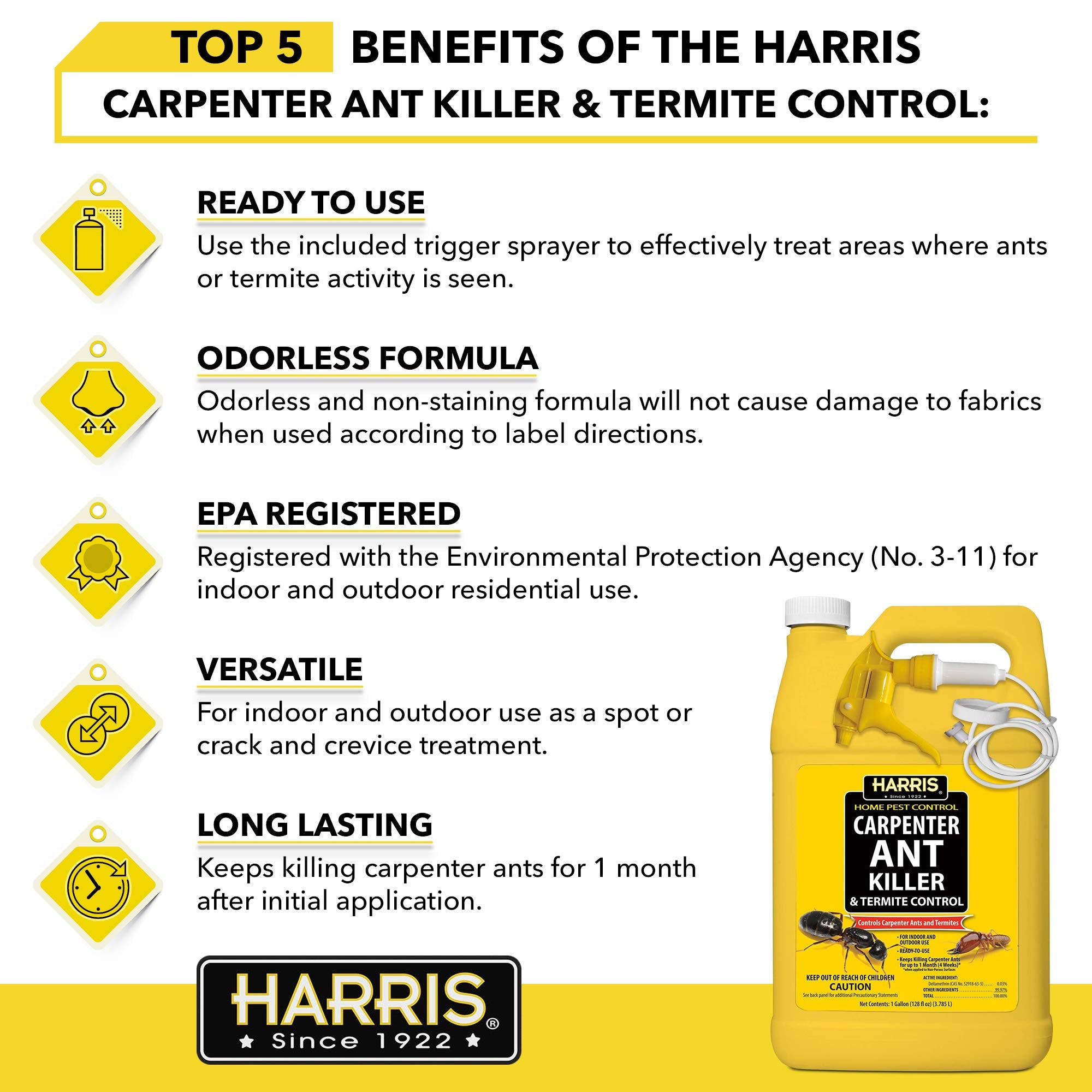 HARRIS Baseboard spray showing precise indoor ant treatment.