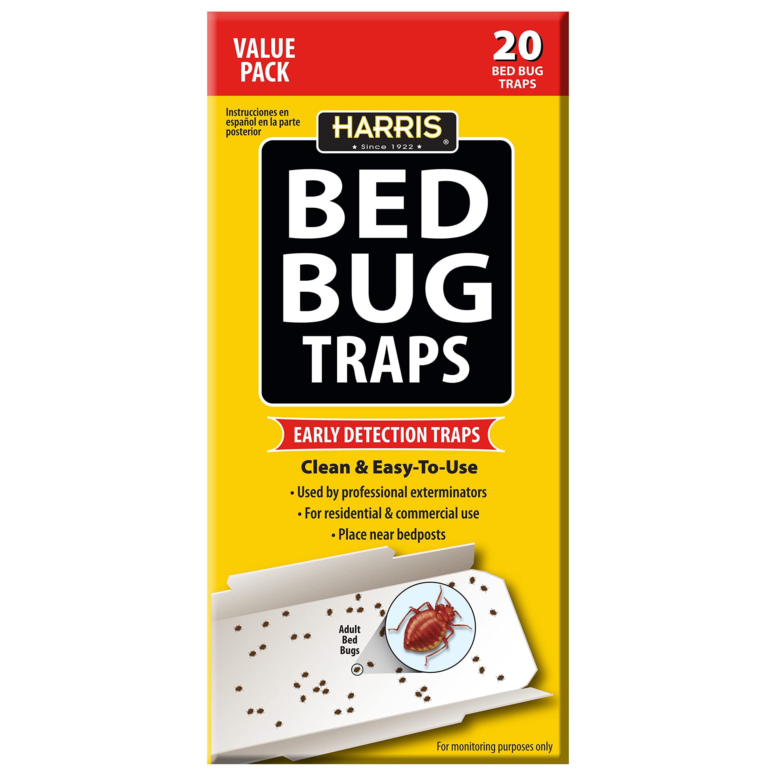 HARRIS bed bug traps 20-pack for early detection in homes.