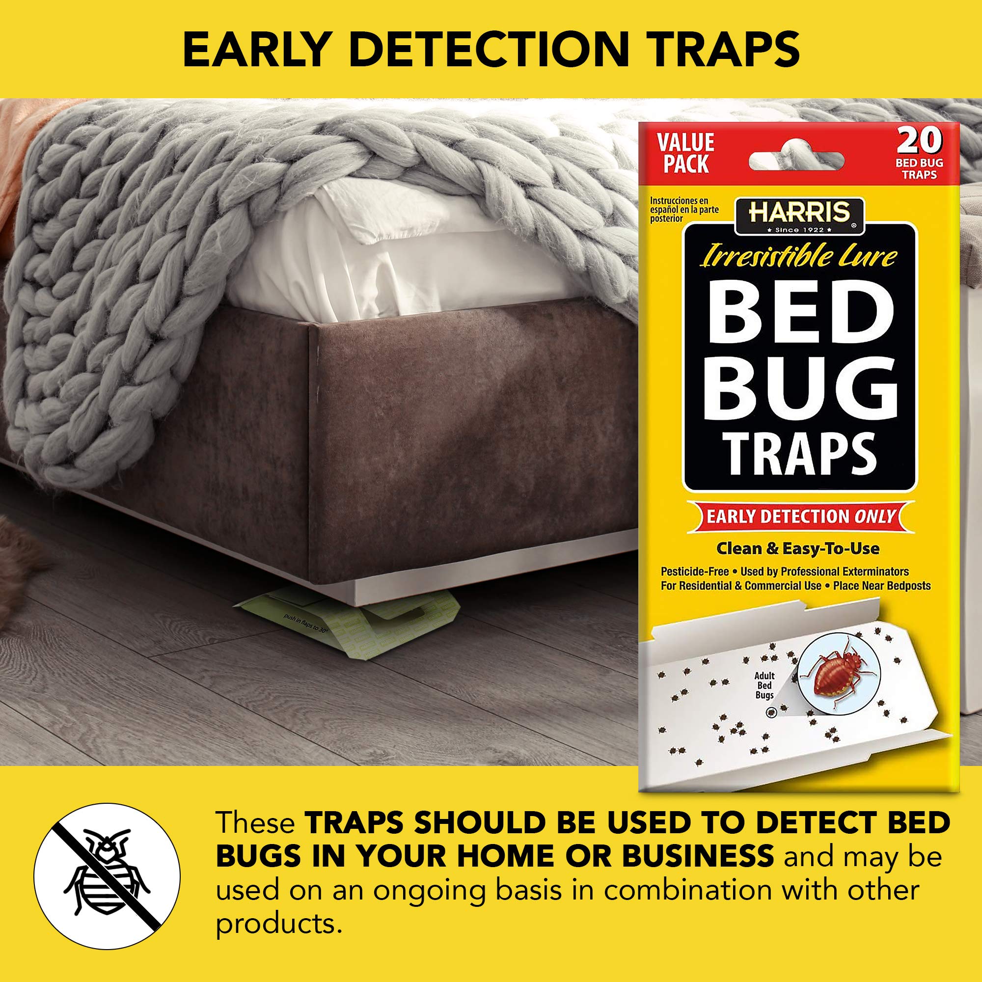 HARRIS trap folded for quick setup beside bed frames.