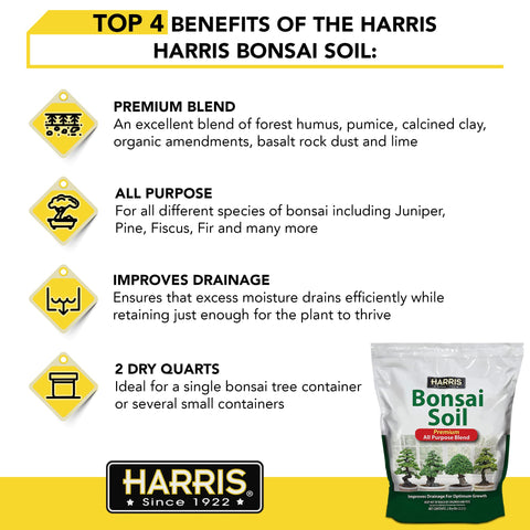 HARRIS Bonsai Soil premium blend enhances drainage for thriving bonsai