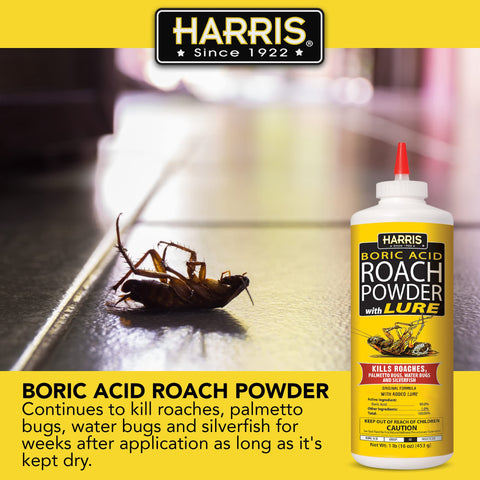 HARRIS boric acid powder shown in a puff bottle for easy application.