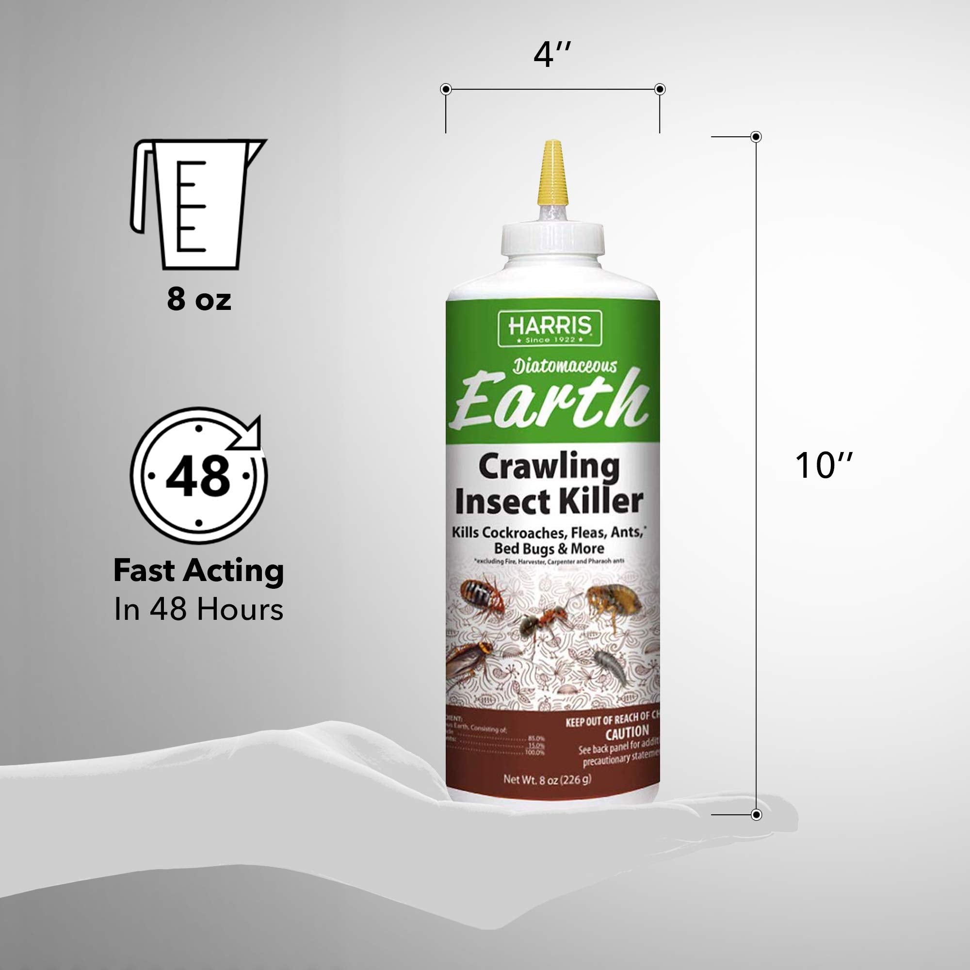 HARRIS 8 oz diatomaceous earth with puffer duster enables precise application.