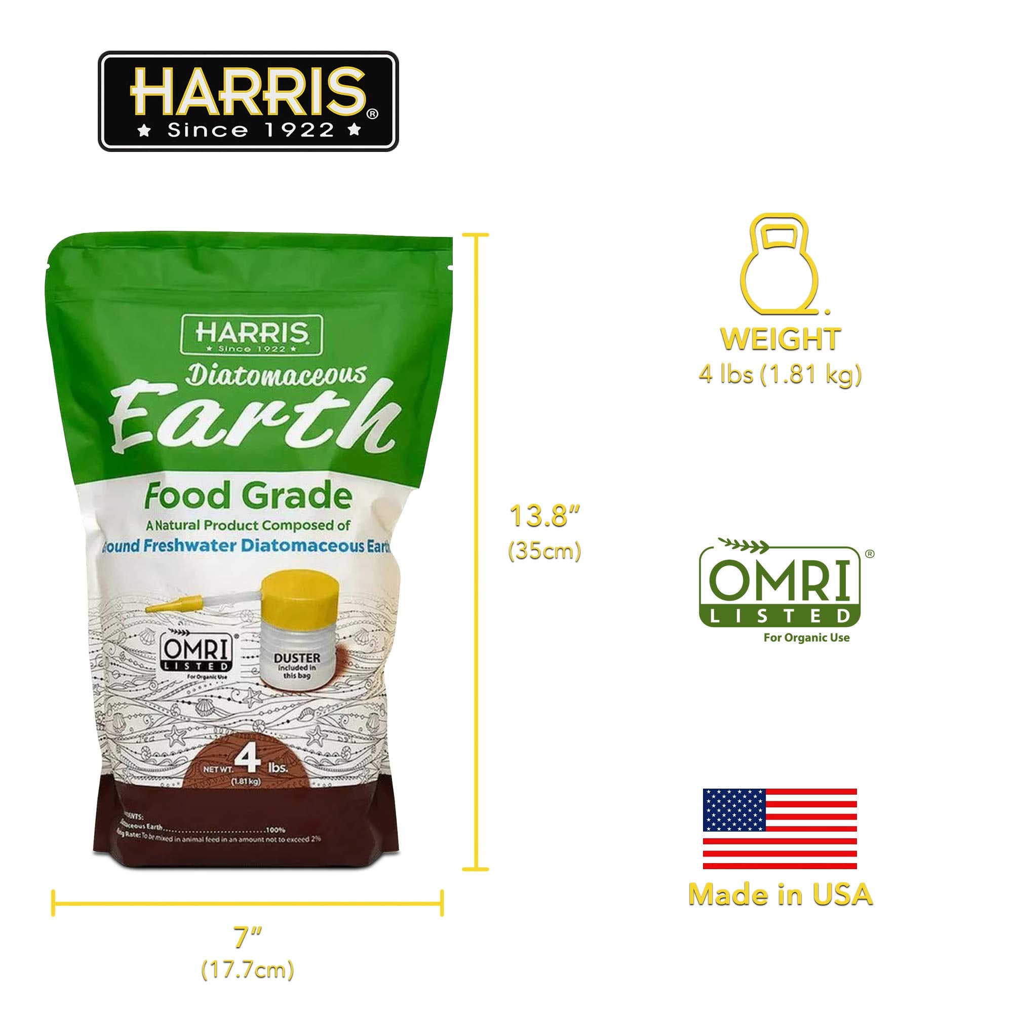 HARRIS diatomaceous earth applied to animal feed with dusting tool