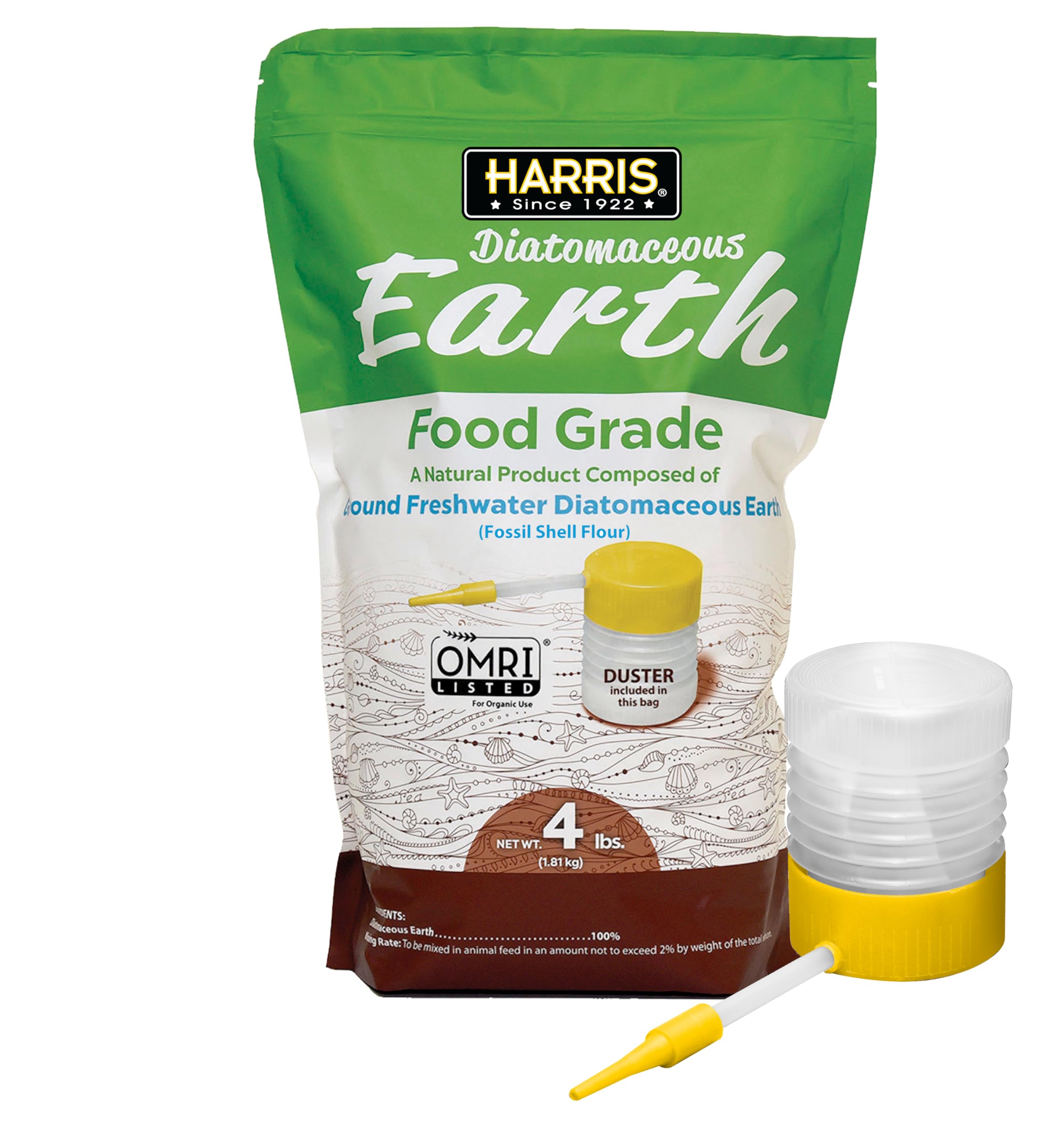 HARRIS food-grade diatomaceous earth 4lb bag on kitchen counter