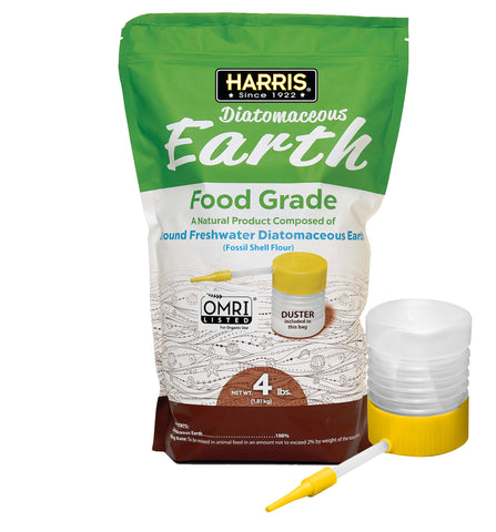 HARRIS food-grade diatomaceous earth 4lb bag on kitchen counter