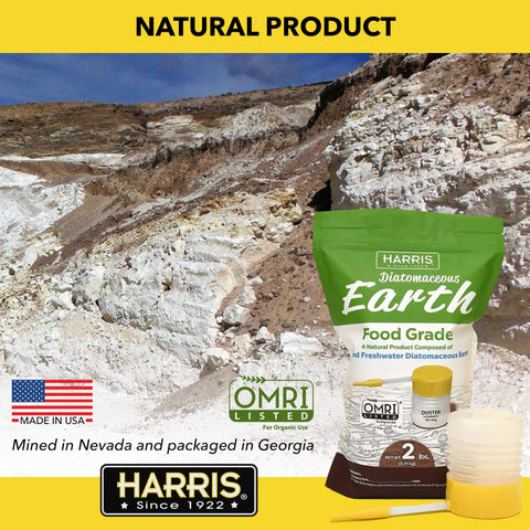 HARRIS diatomaceous earth in bag with powder duster for easy feed application