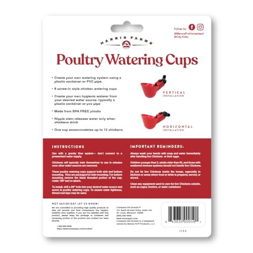 Harris Farms Water Cups during quick twist-on installation in a backyard coop