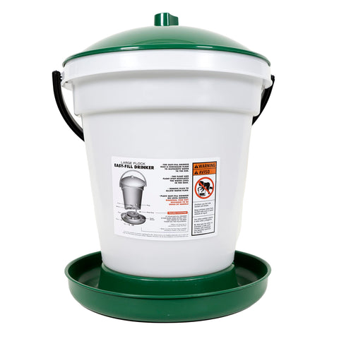Harris Farms BPA-free plastic waterer with top-fill design for easy refills and cleaning