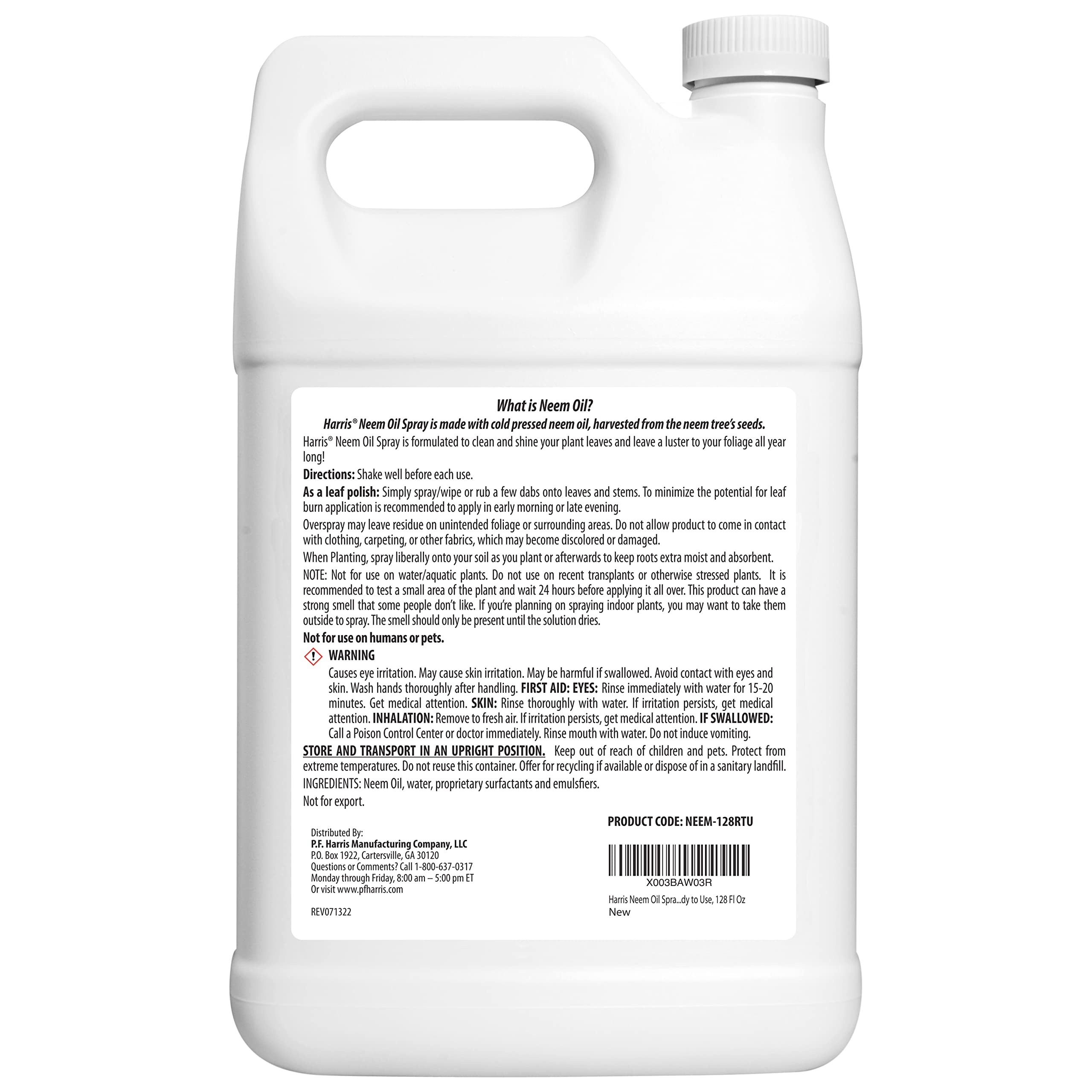 Shake before use prompt on HARRIS Neem Oil Spray