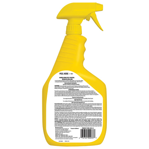 Harris Roach Killer trigger sprayer enables precise treatment of roach hiding spots.