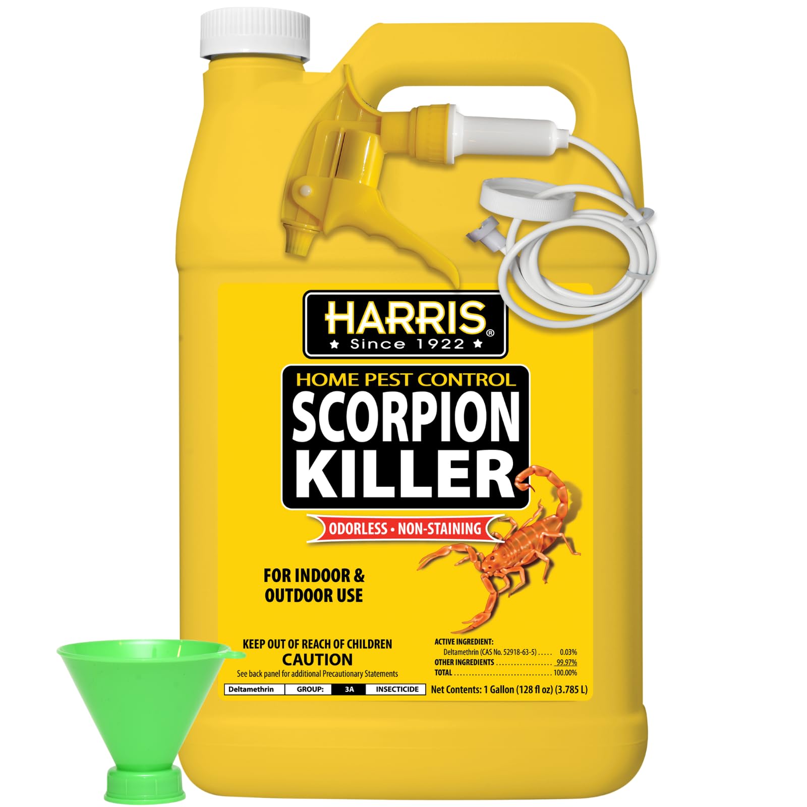 HARRIS Scorpion Killer bottle with extended trigger sprayer for odorless, long-lasting indoor and outdoor control.
