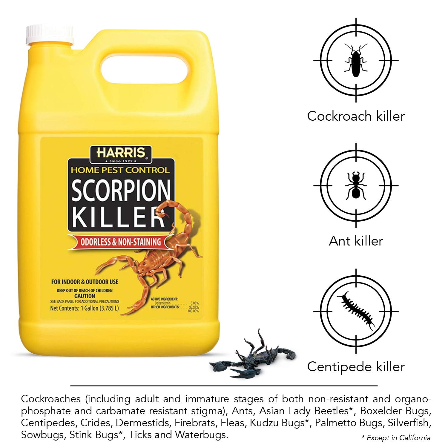 HARRIS Scorpion Killer delivers extended spray reach to treat larger areas.
