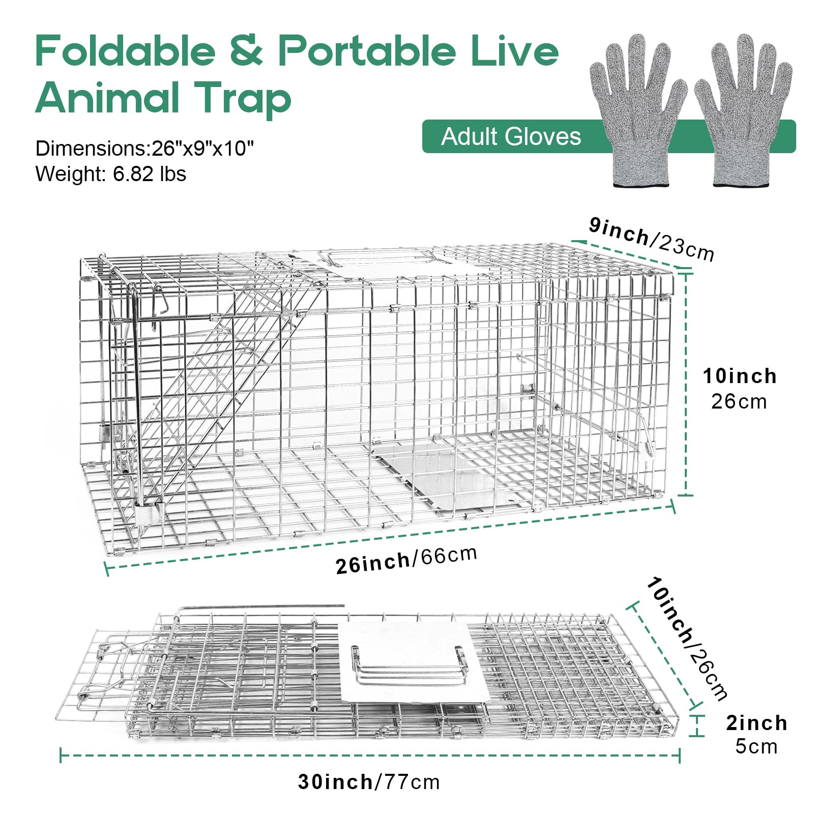 HARVANCO Humane Live Trap galvanized steel construction for durable outdoor use.