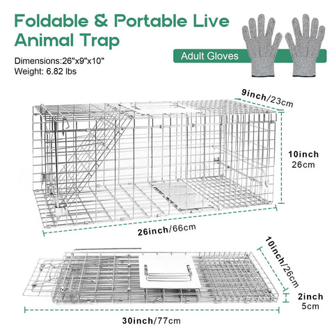 HARVANCO Humane Live Trap galvanized steel construction for durable outdoor use.