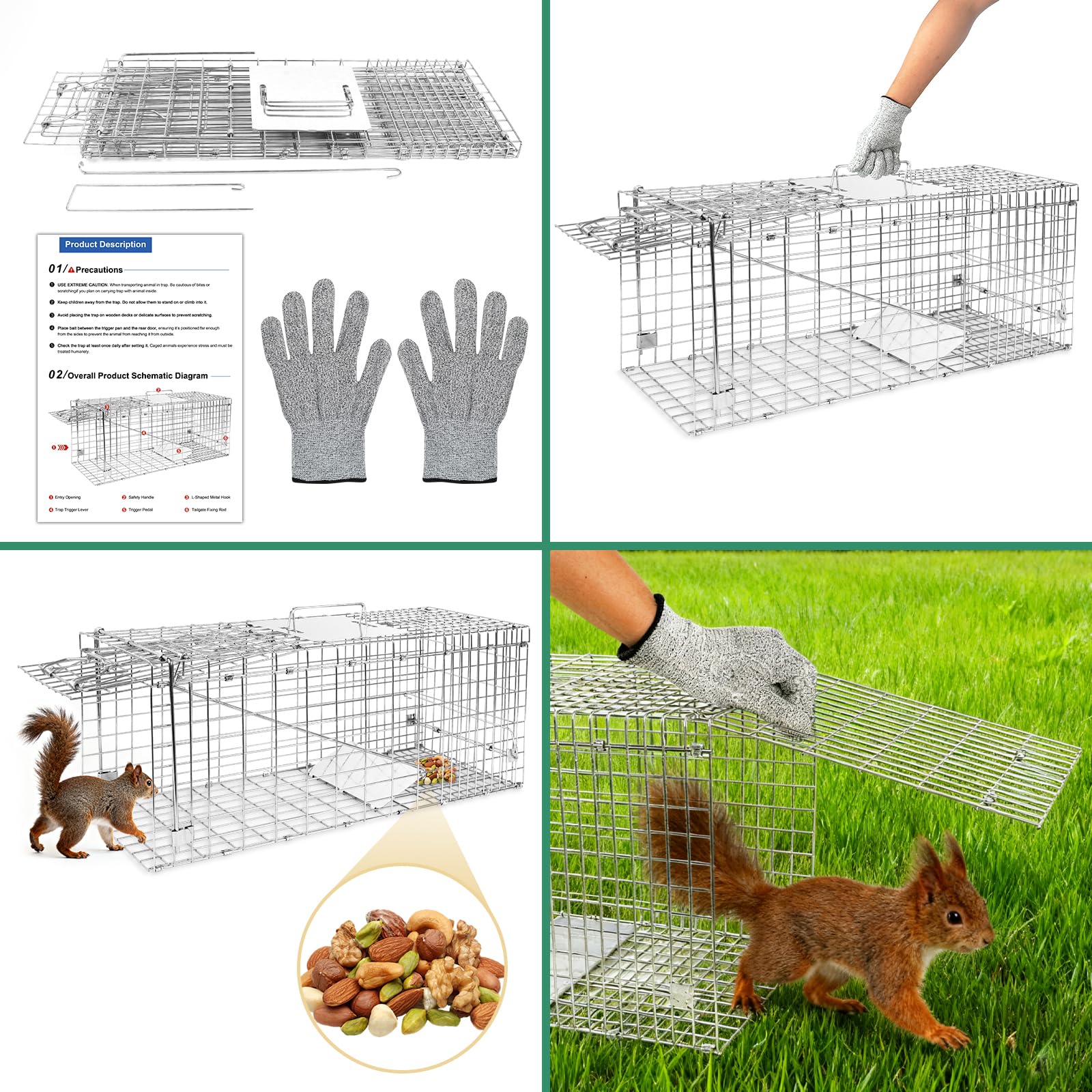 HARVANCO Humane Live Trap safe handling with included gloves.