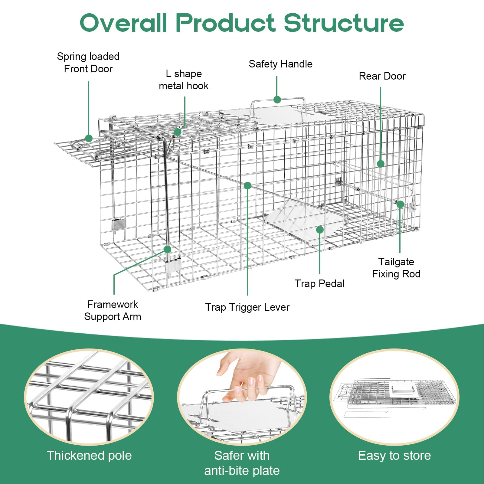 Harvanco humane live trap compact portable design supports garden and yard use.