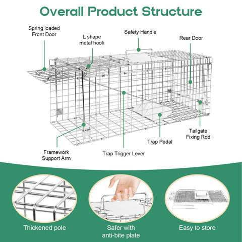Harvanco humane live trap compact portable design supports garden and yard use.