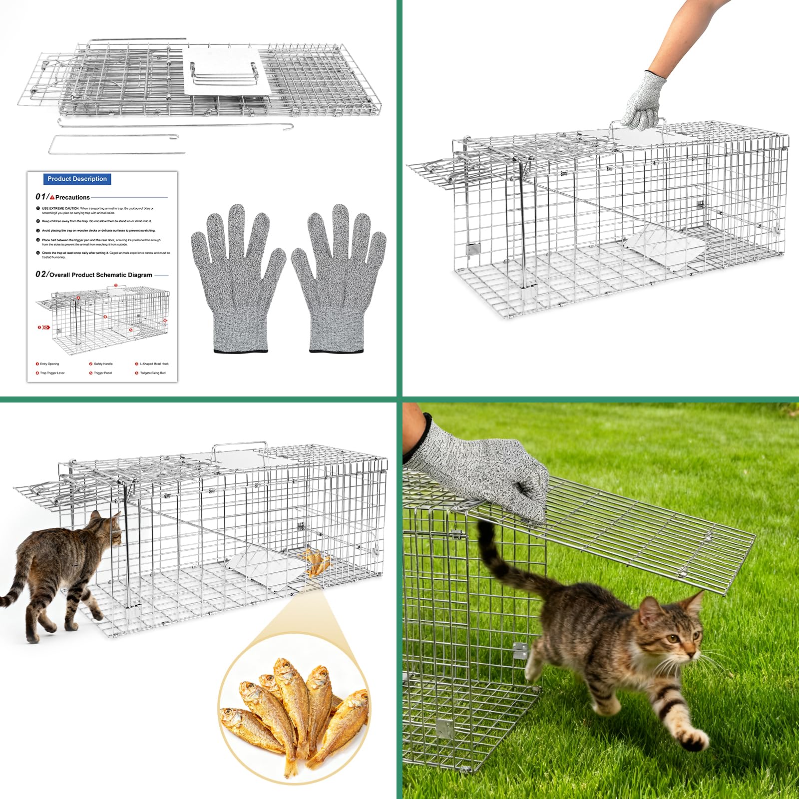 Harvanco humane live trap open door illustrates quick release and humane handling.