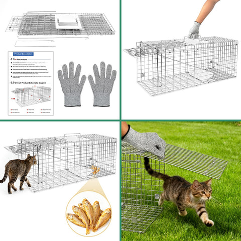 Harvanco humane live trap open door illustrates quick release and humane handling.
