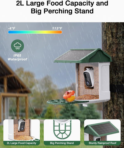 HARYMOR Bird Feeder with Camera night-vision delivers color footage after dark