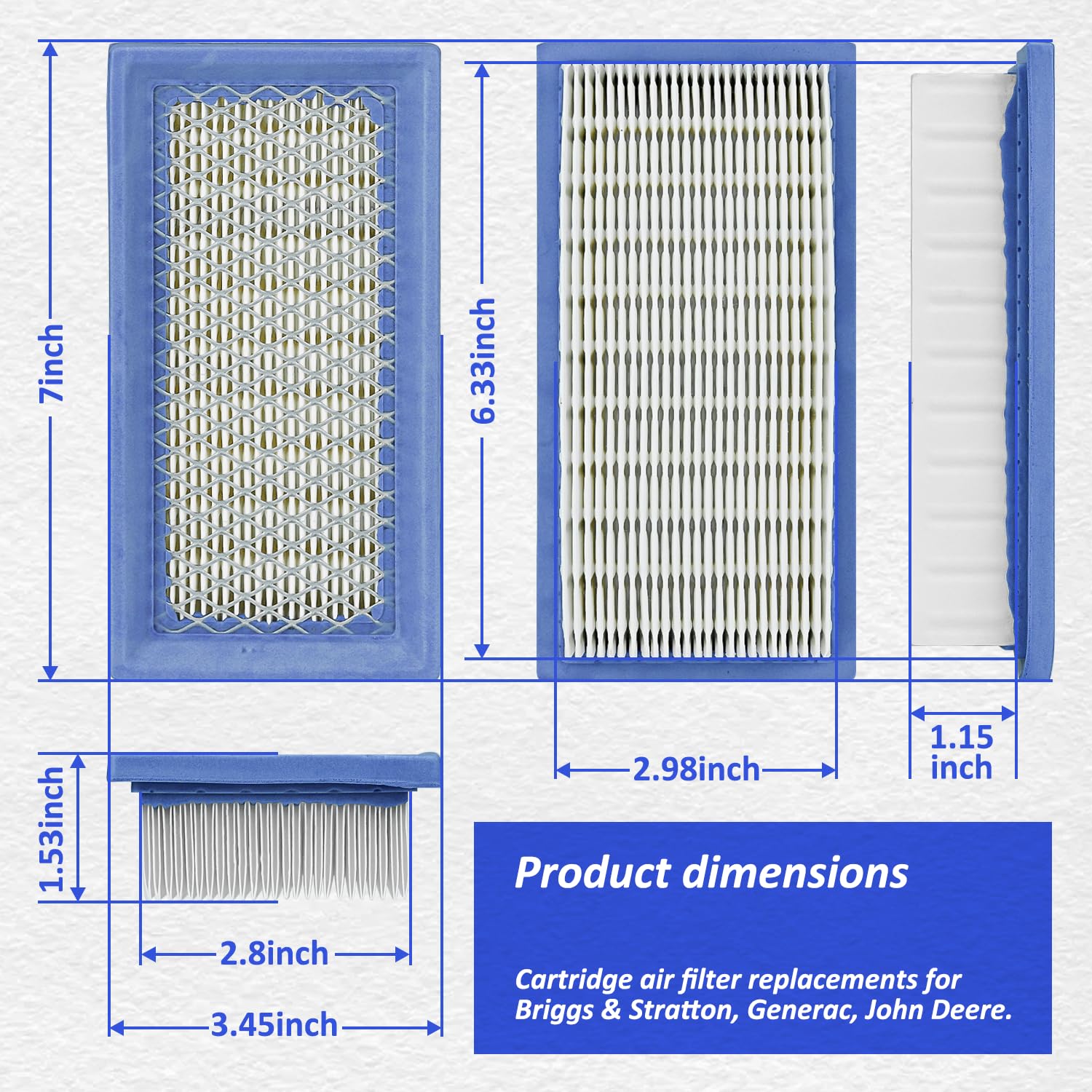 HASME air filter cartridge for Briggs Stratton 19B400 helps maintain steady airflow