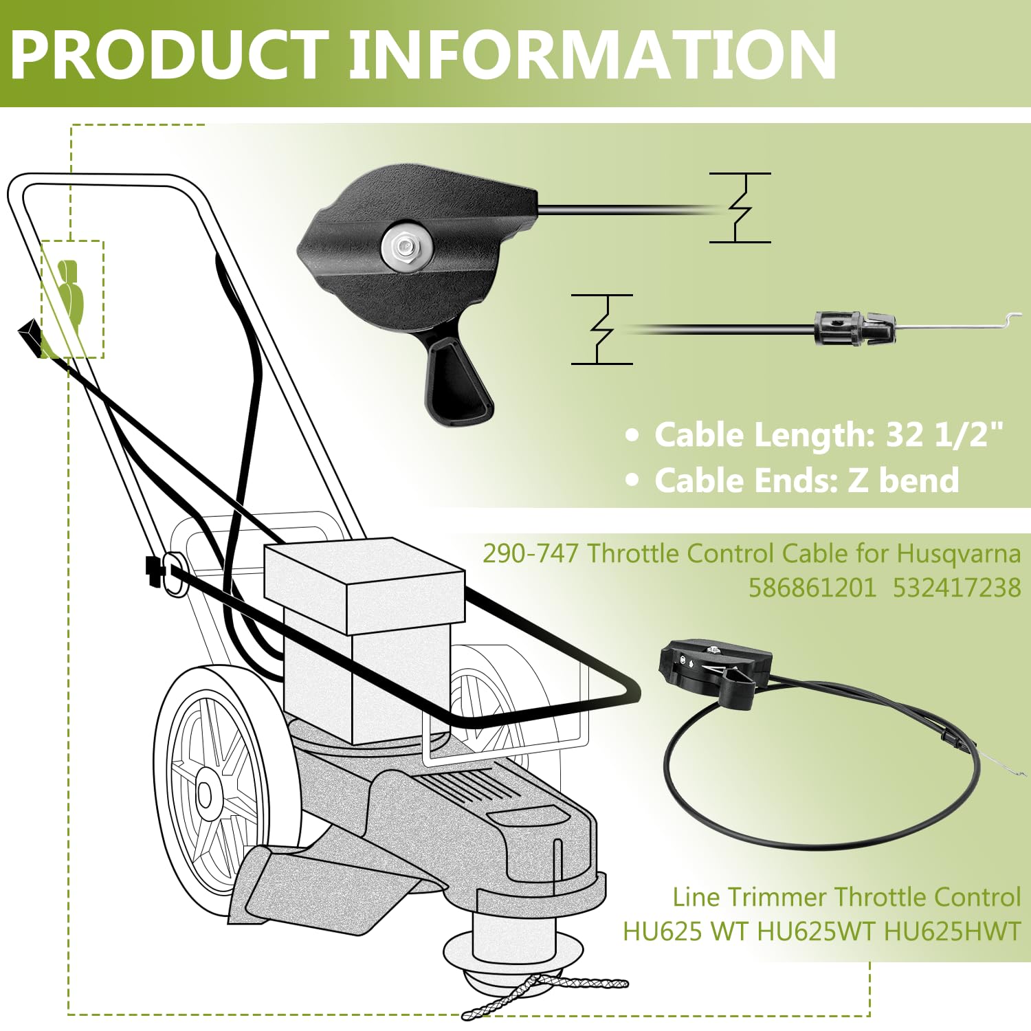 Cable installed on a trimmer demonstrates responsive throttle performance.