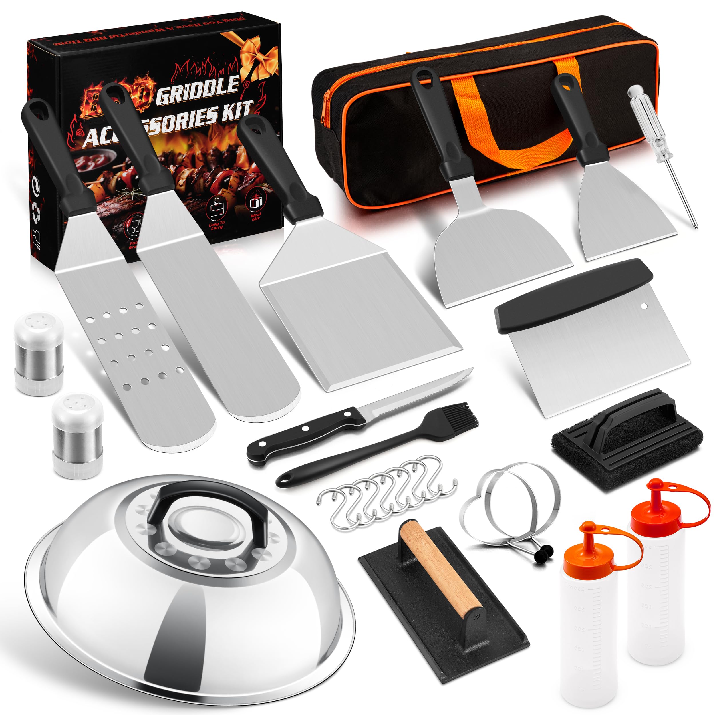 HaSteeL 26pc griddle accessories kit packaging for outdoor teppanyaki setup