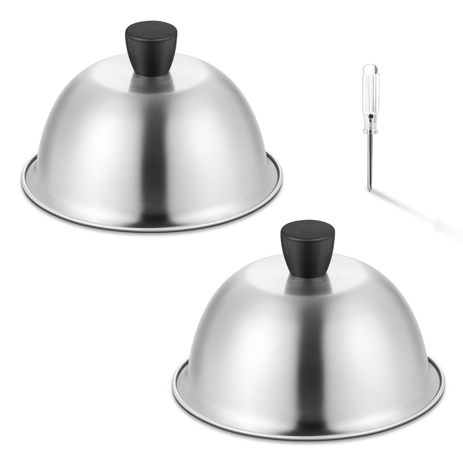 HaSteeL 6-inch basting cover dome set on a flat top grill for even heat