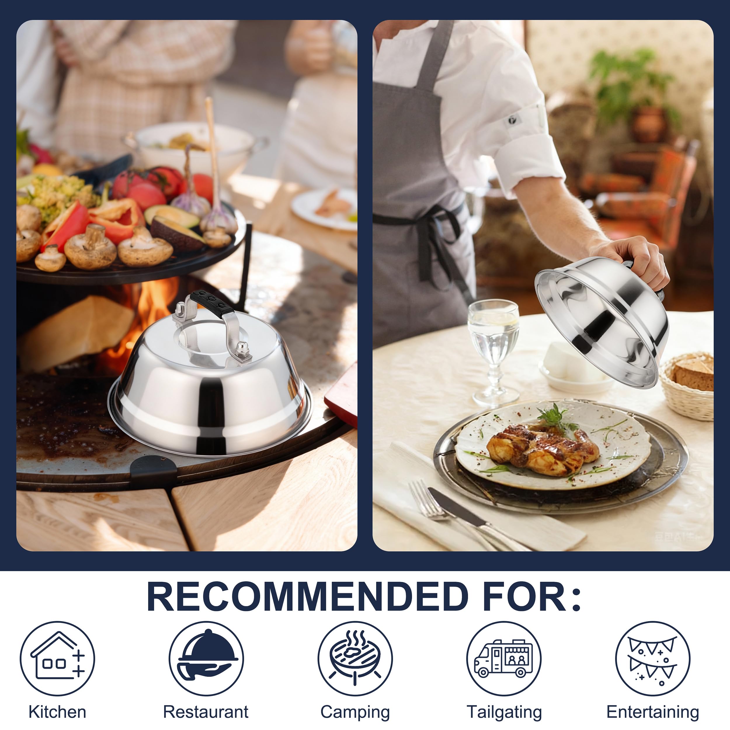 HaSteeL cast-iron-pan-dome compatible with sturdy pans for searing.