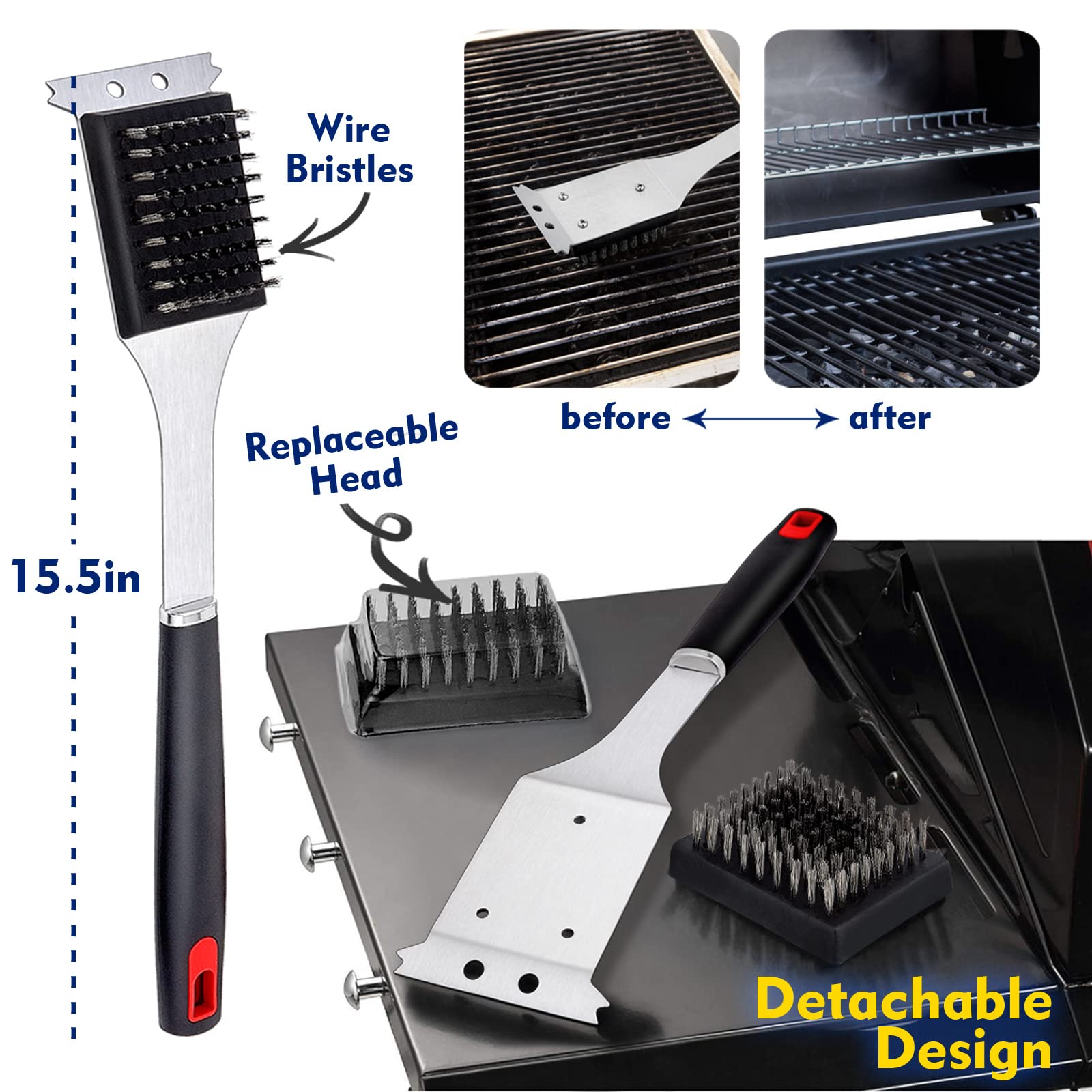 Hands attaching replacement head to HaSteeL grill brush with screws
