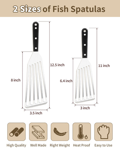 HaSteeL fish spatula 11-inch small for precise flipping in tight pans.