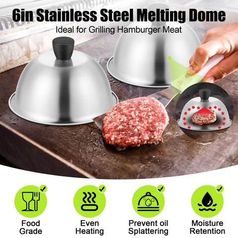 HaSteeL 6-inch lid placed on a hibachi or teppanyaki for controlled melting