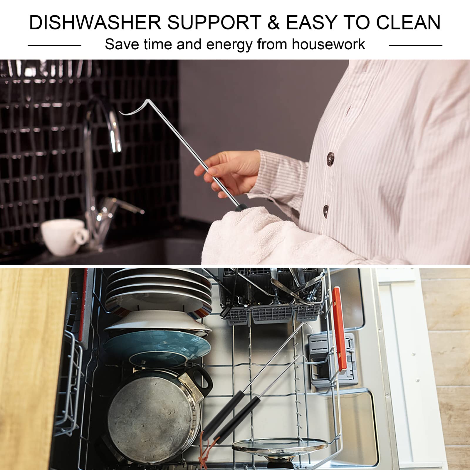 HaSteeL flippers dishwasher safe for quick, thorough cleaning after cooking.