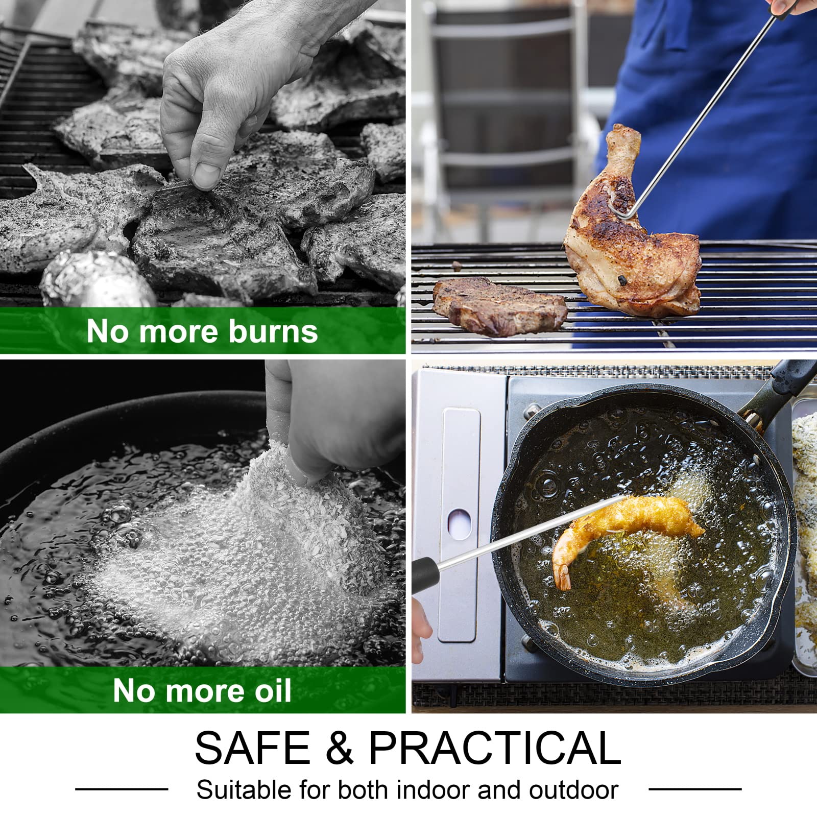 HaSteeL long shaft with hanging loop keeps tools ready near the grill.