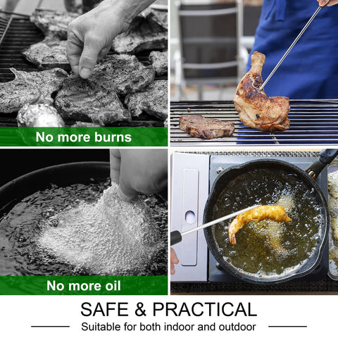 HaSteeL long shaft with hanging loop keeps tools ready near the grill.